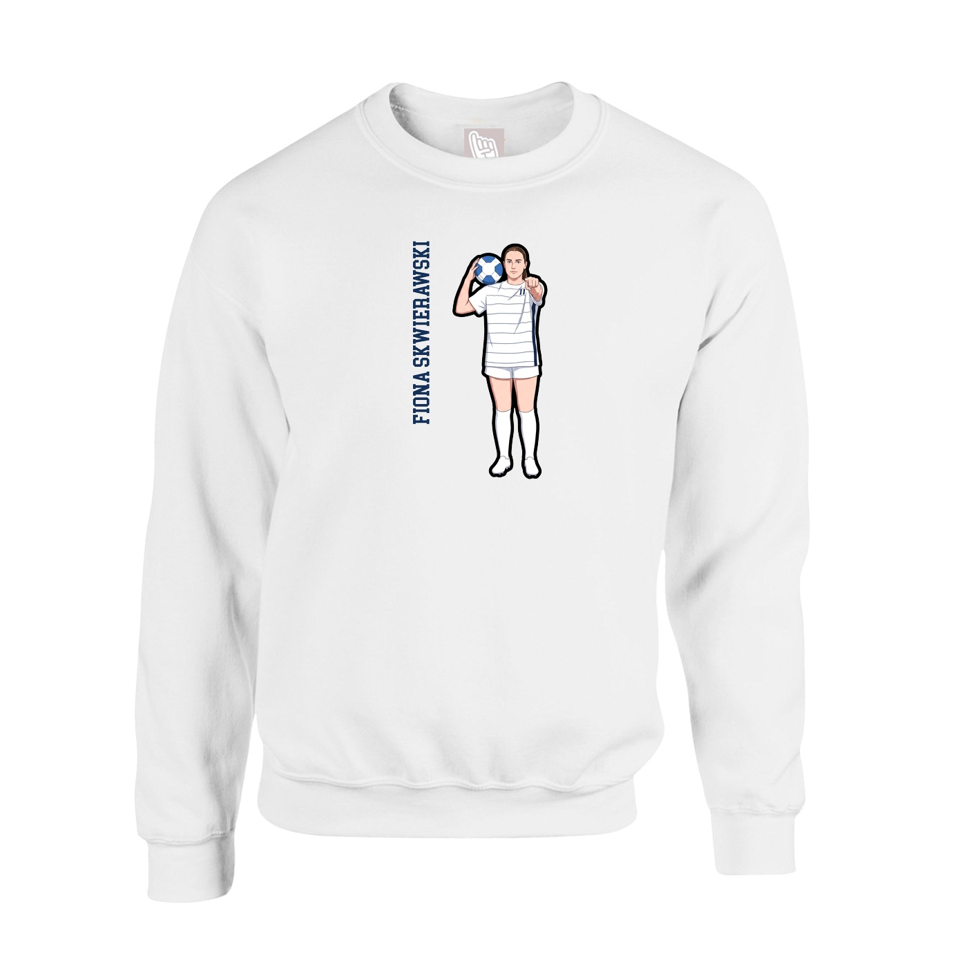 Fleece Crew — Name Vertical in White