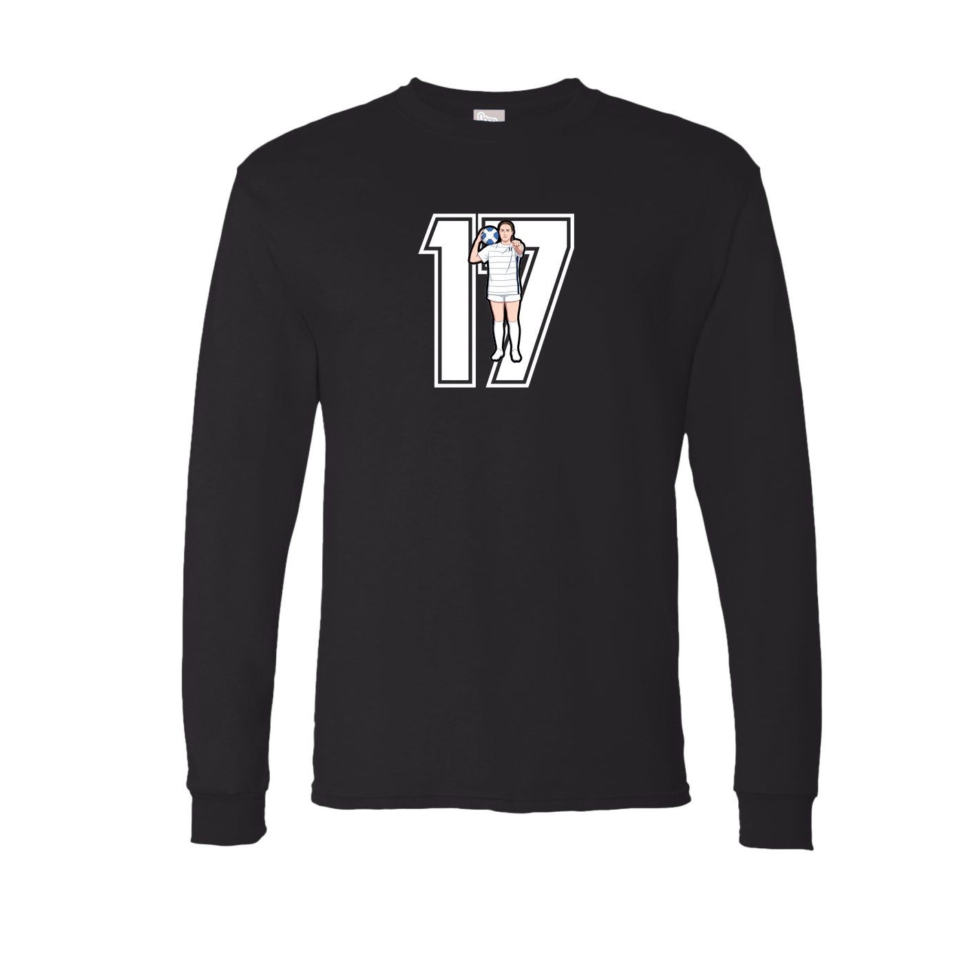 Long Sleeve Tee — Number in Black