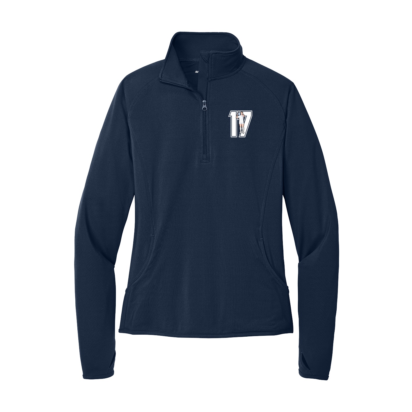 Women's Q-Zip Pullover — Number in Navy