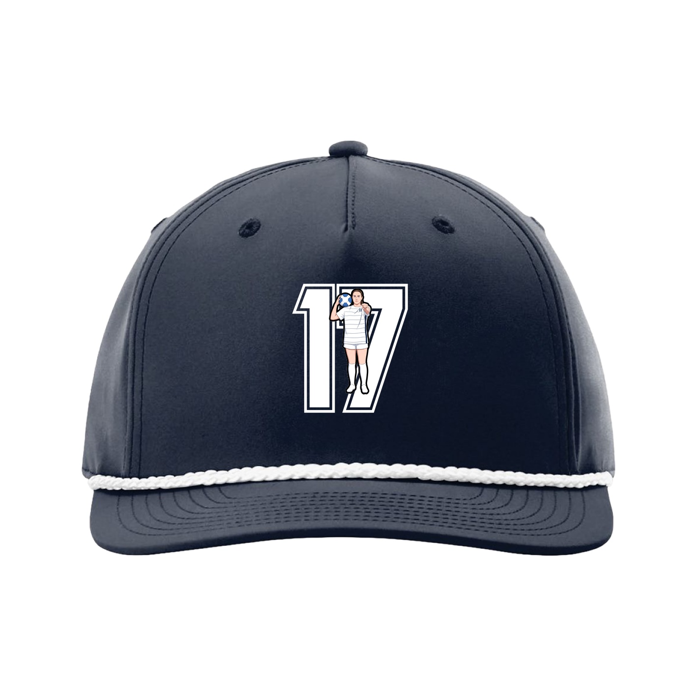 Five-Panel Classic Rope Cap — Number in Navy