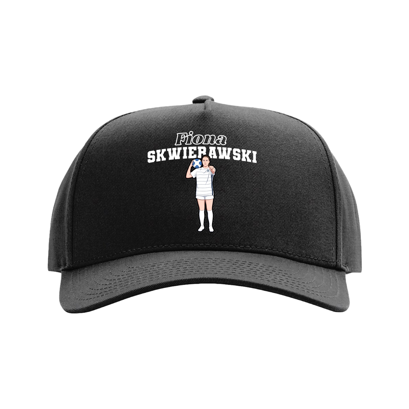 Full Fabric Five-Panel Champ Cap — Name Arch in Black