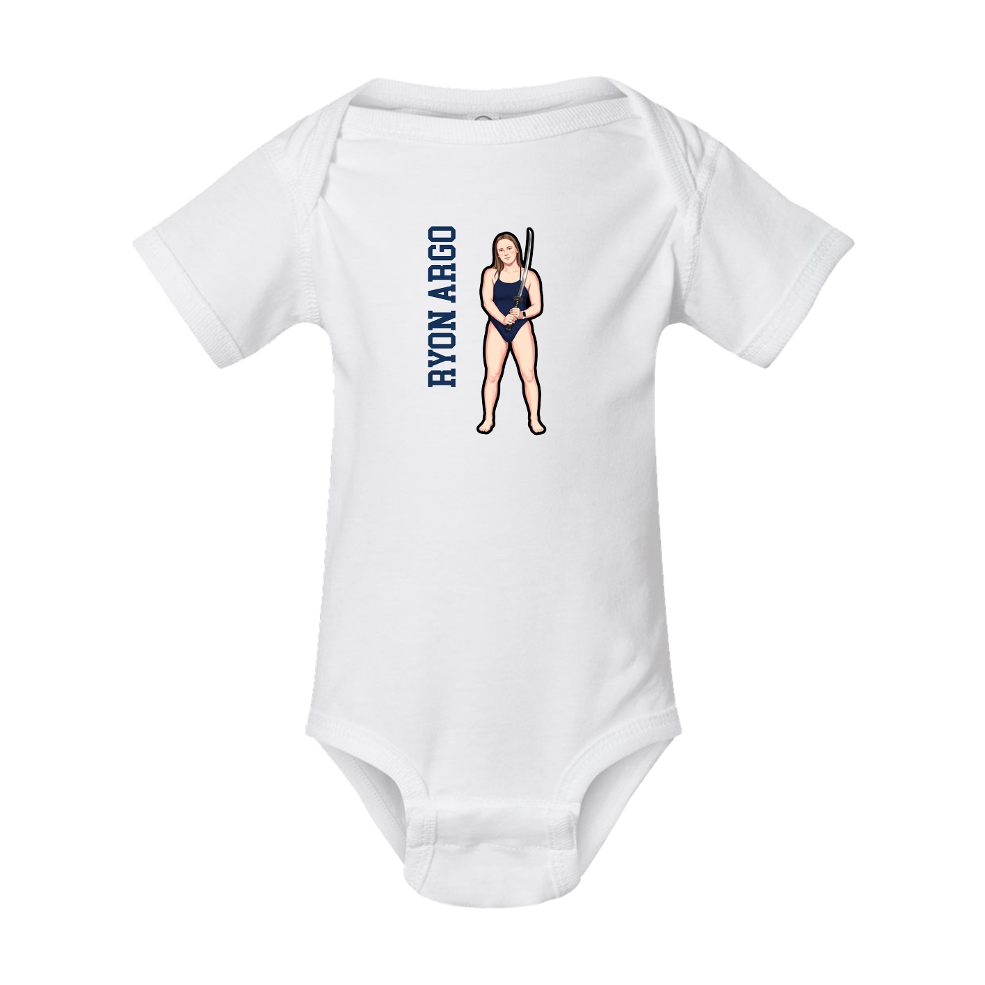 Baby Onesie — Name Vertical in White