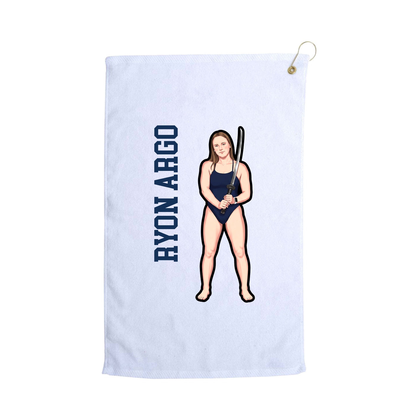 Golf Towel — Name Vertical in White