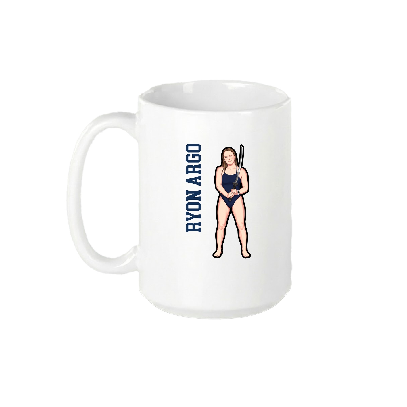 15oz Coffee Mug — Name Vertical in White