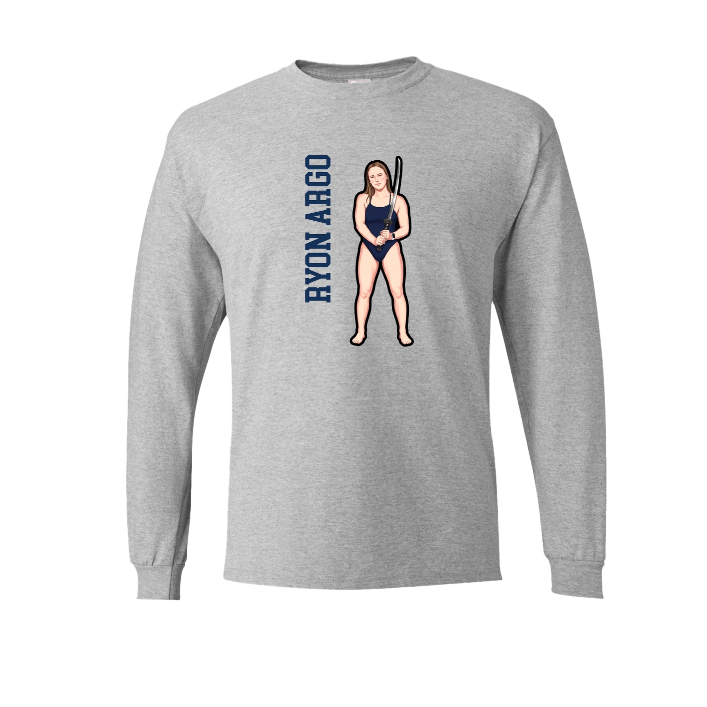 Long Sleeve Tee — Name Vertical in Grey