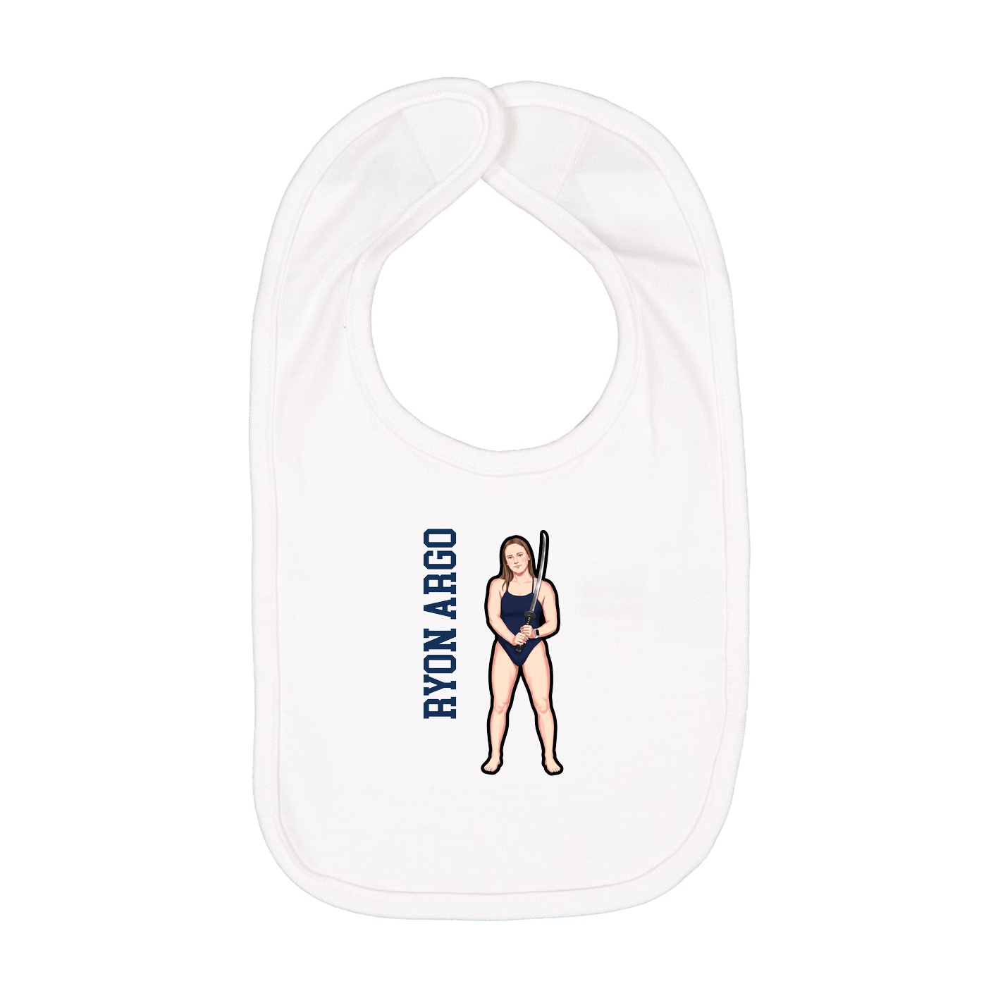 Infant Bib — Name Vertical in White
