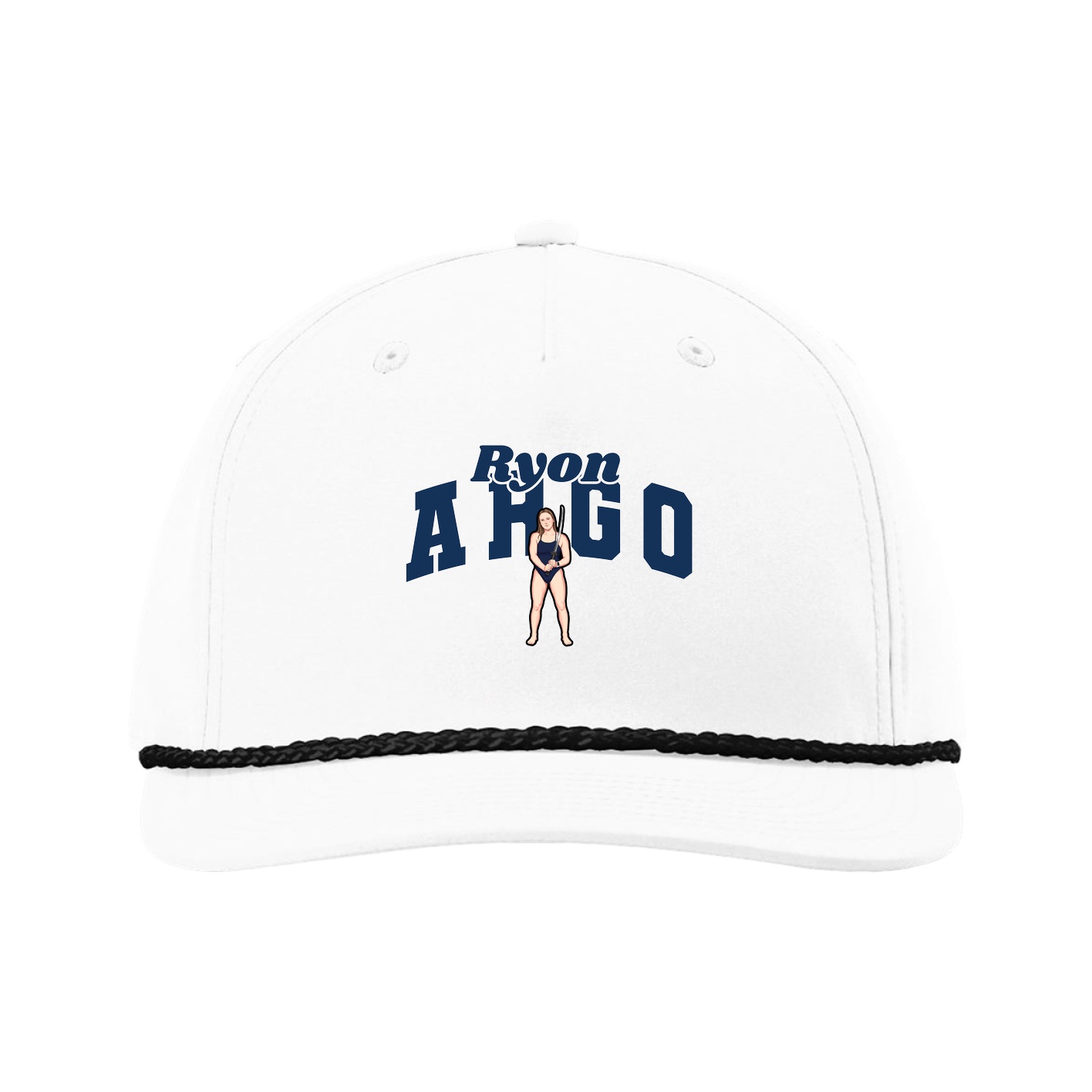 Five-Panel Classic Rope Cap — Signature Arch in White