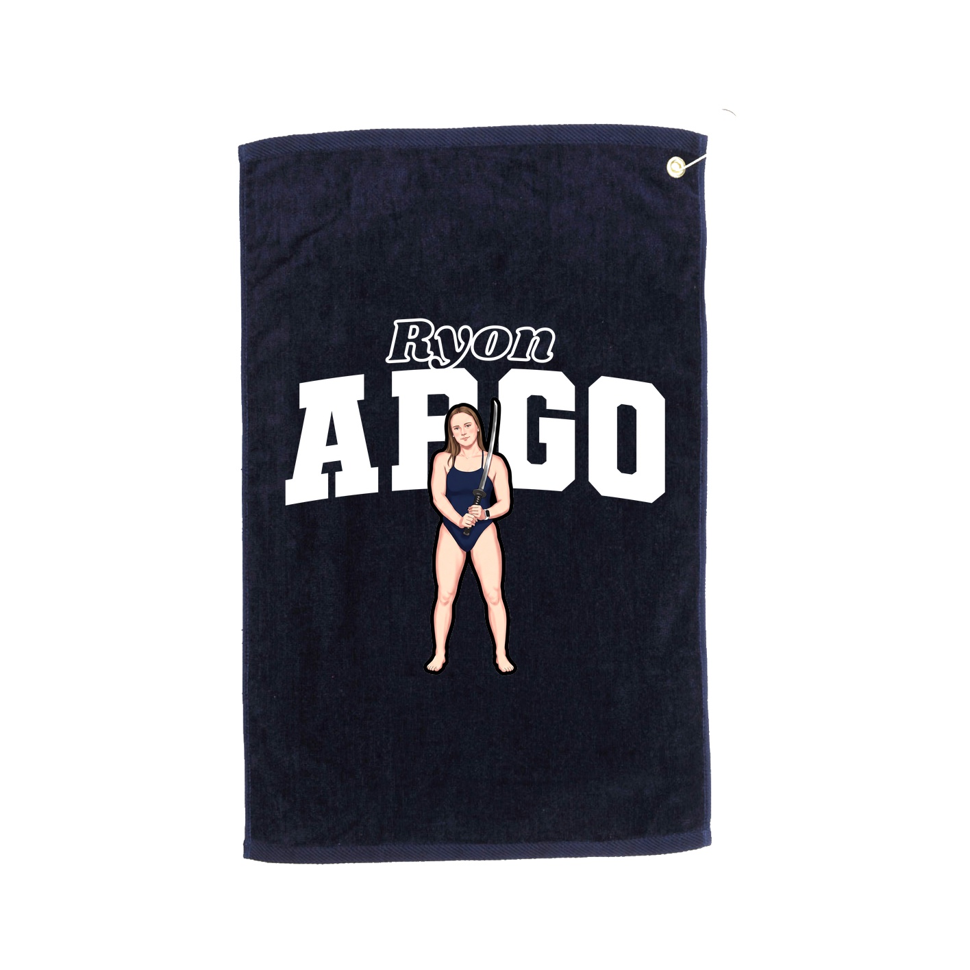 Golf Towel — Name Arch in Navy