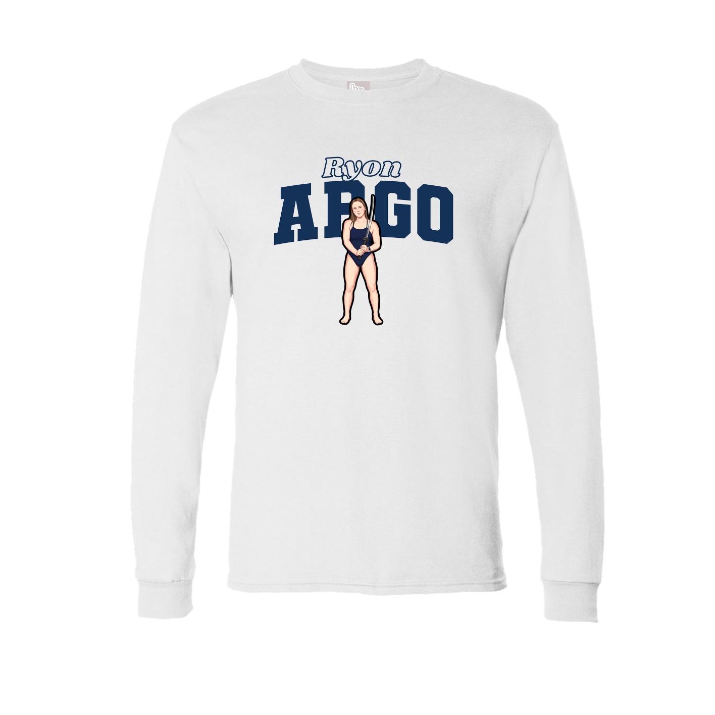 Long Sleeve Tee — Name Arch in White