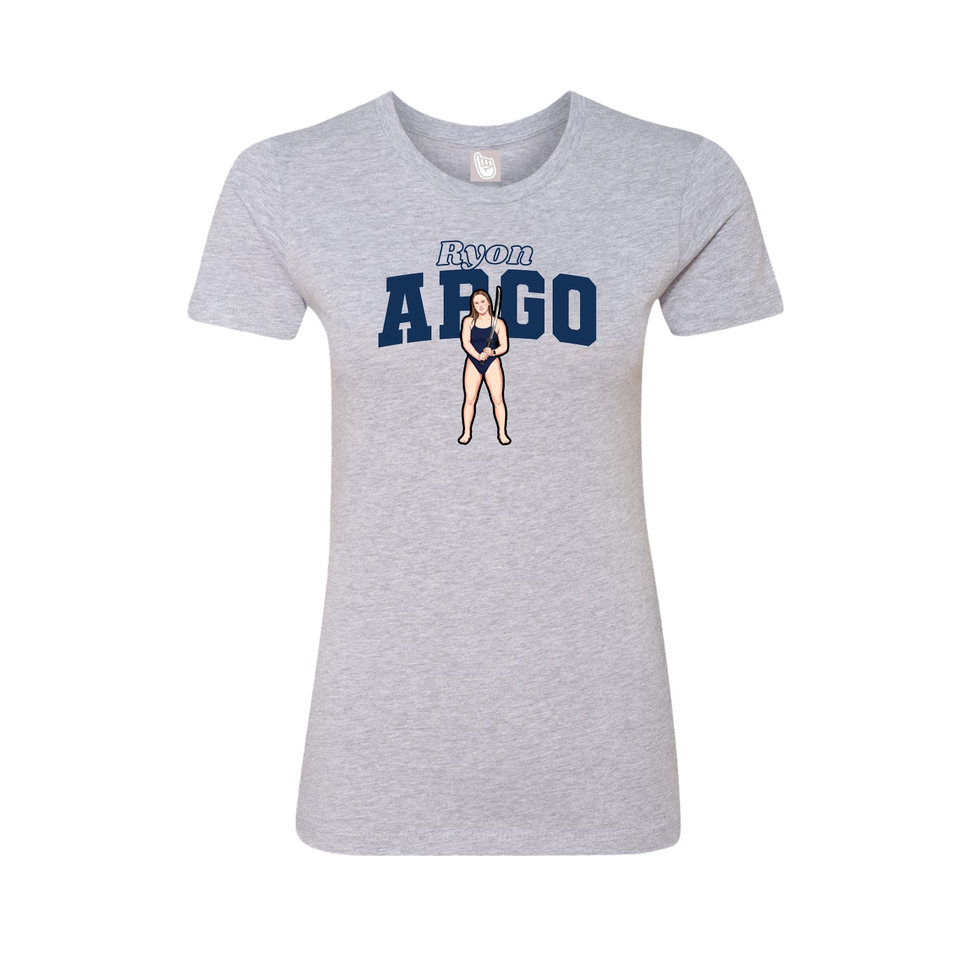 Fitted Women's Tee — Name Arch in Grey