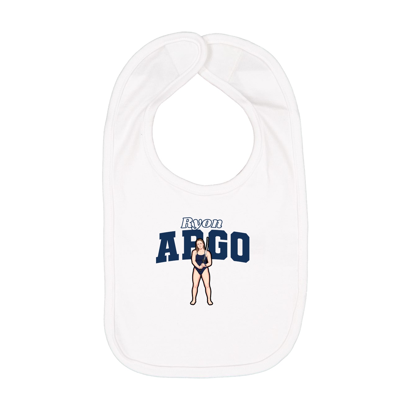 Infant Bib — Name Arch in White