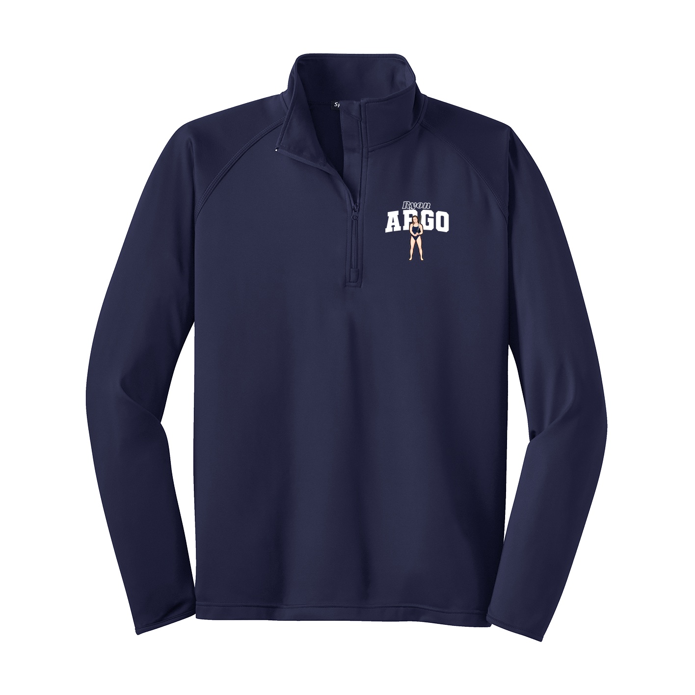 Q-Zip Pullover — Name Arch in Navy