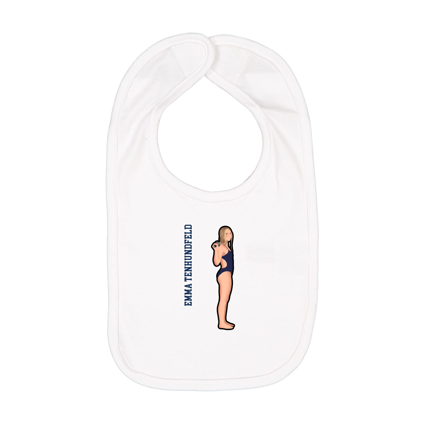 Infant Bib — Name Vertical in White