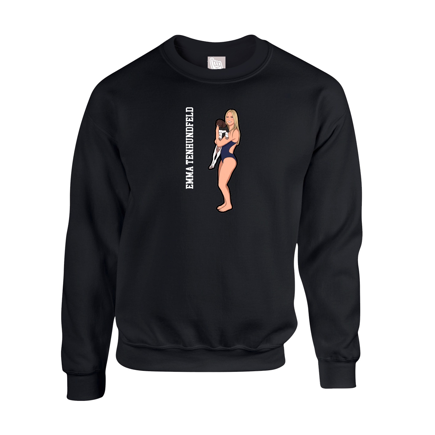 Fleece Crew — Name Vertical in Black