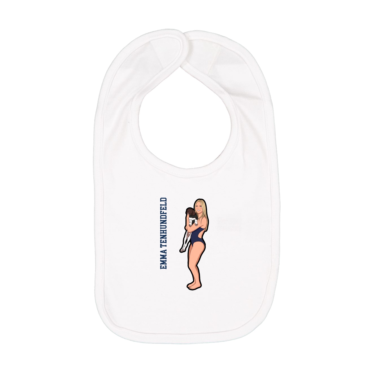 Infant Bib — Name Vertical in White