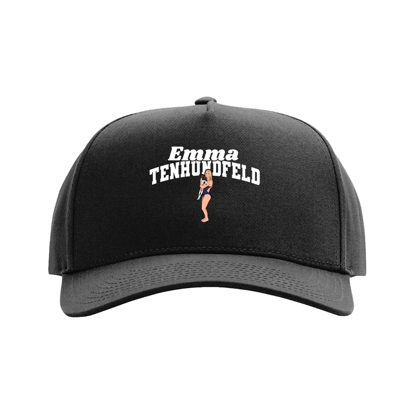 Full Fabric Five-Panel Champ Cap — Signature Arch in Black