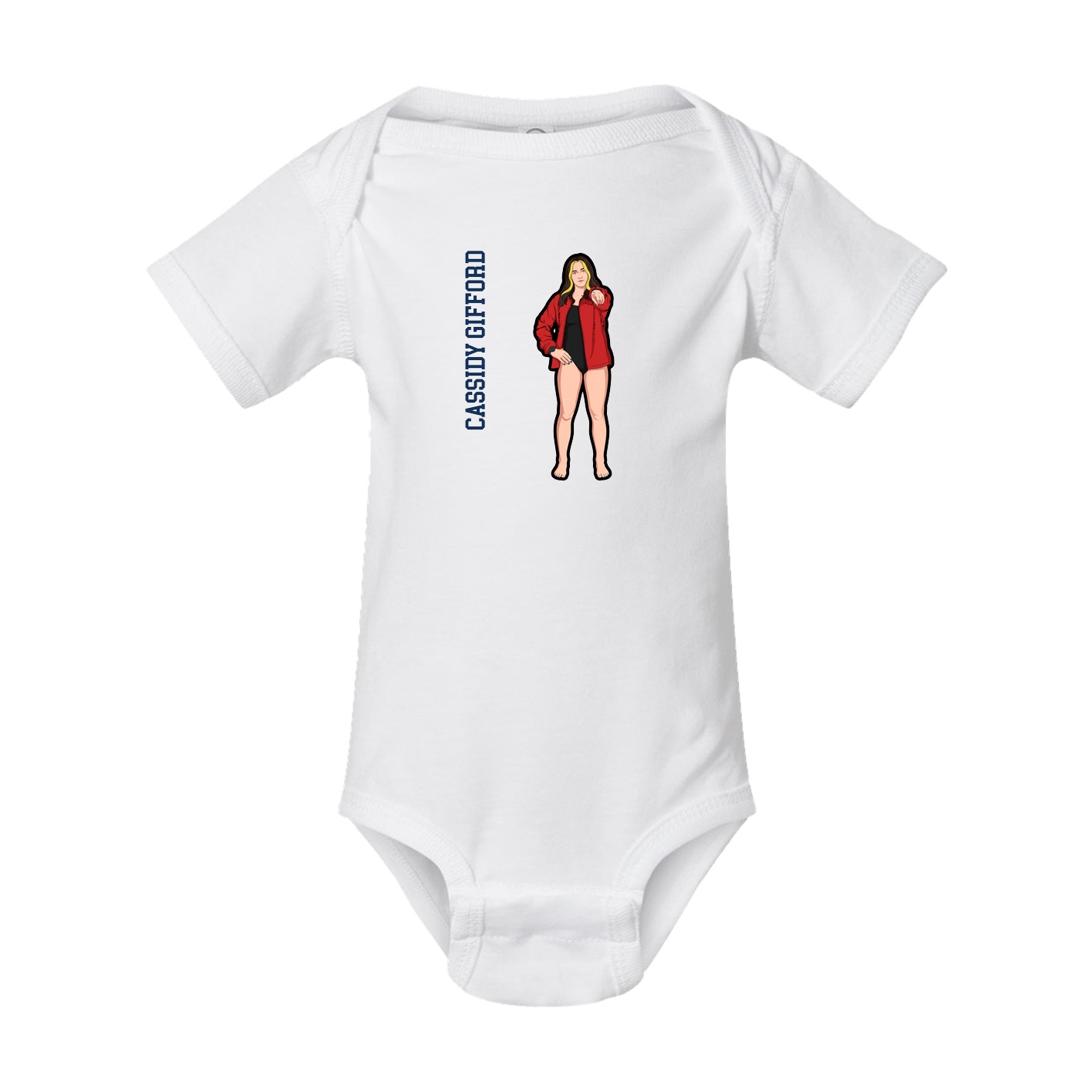 Baby Onesie — Name Vertical in White