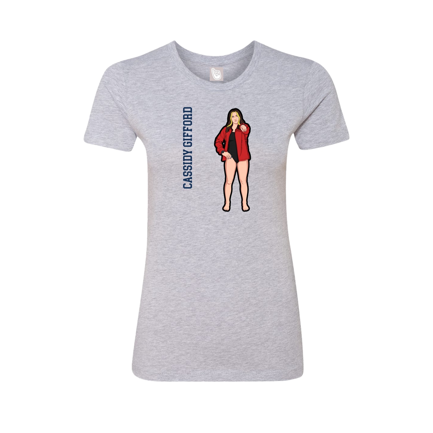 Fitted Women's Tee — Name Vertical in Grey