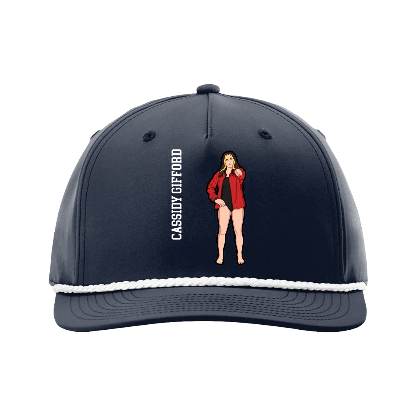 Five-Panel Classic Rope Cap — Name Vertical in Navy