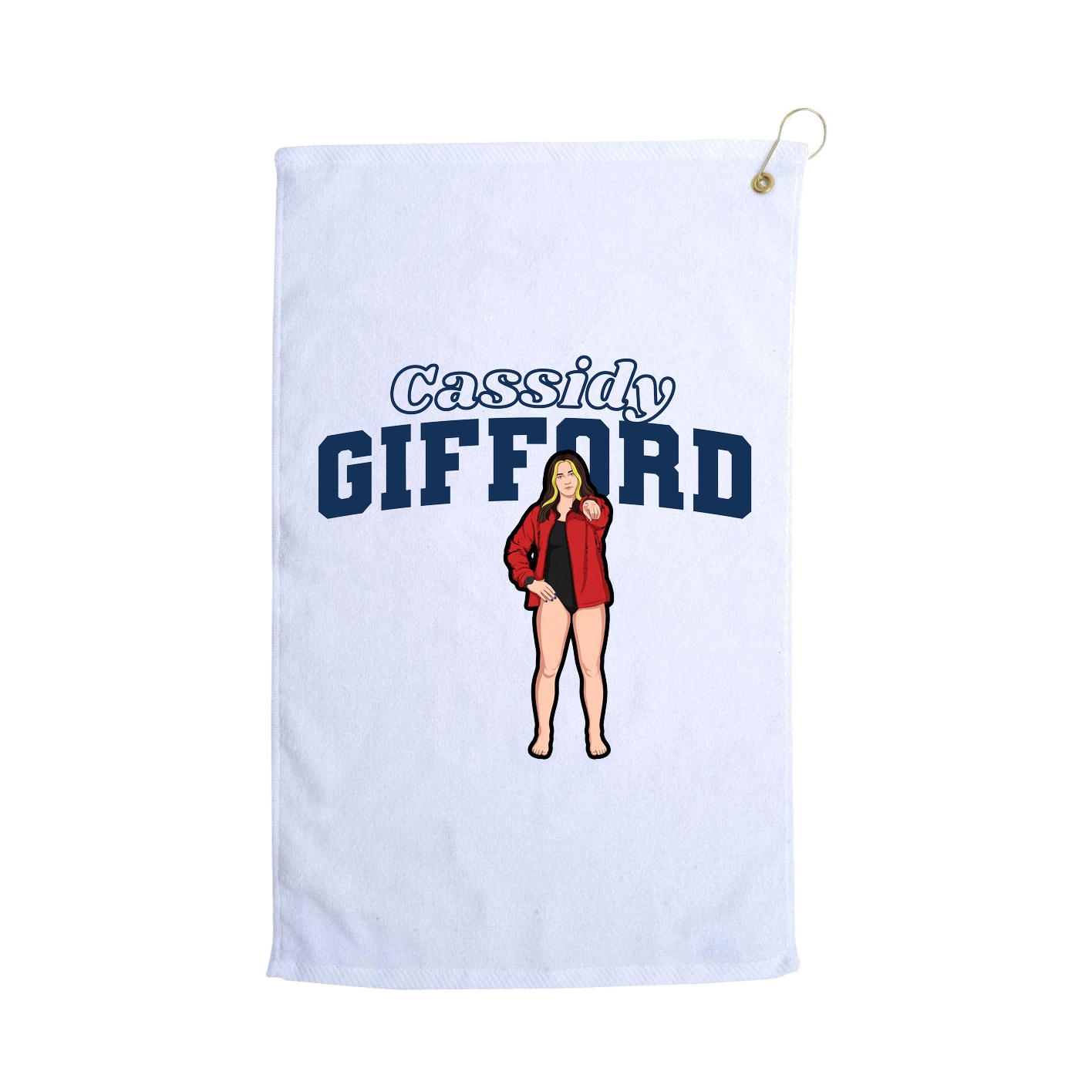 Golf Towel — Name Arch in White