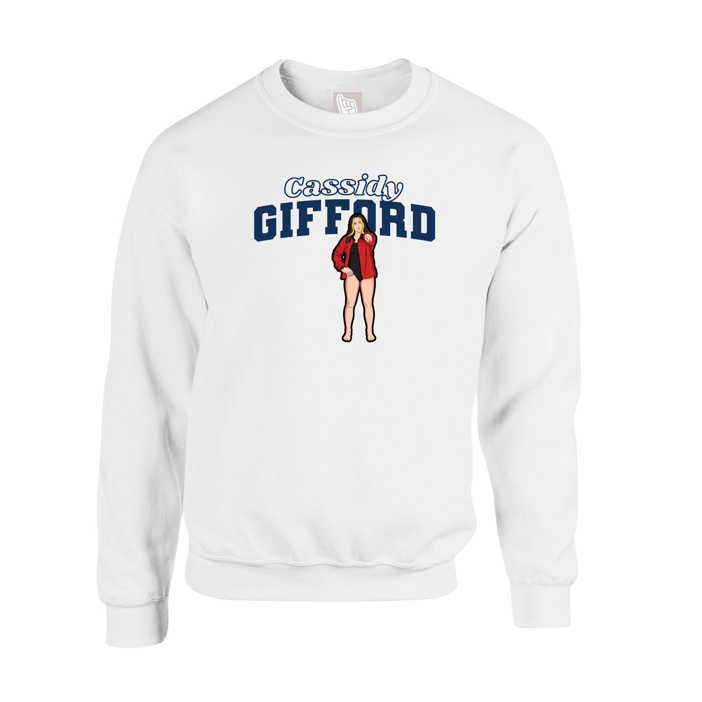 Fleece Crew — Name Arch in White