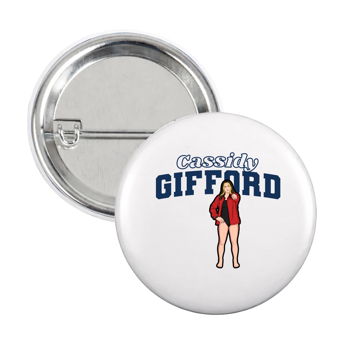 Game Day Button — Name Arch in White