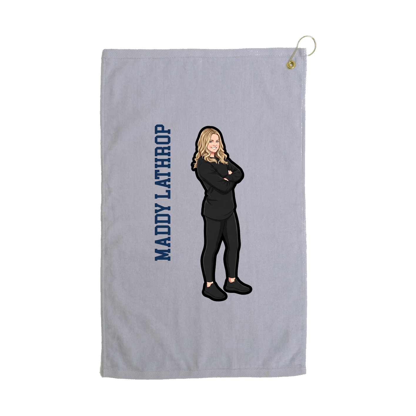 Golf Towel — Name Vertical in Grey