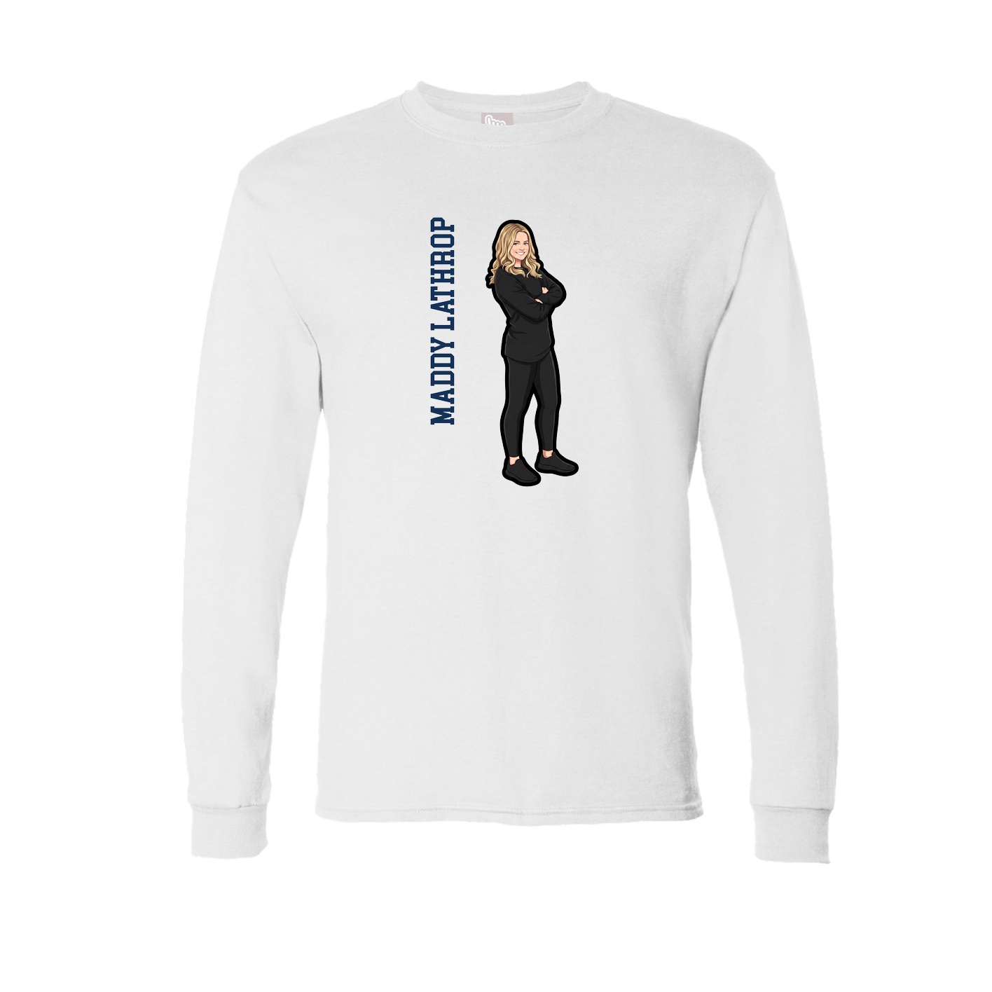 Long Sleeve Tee — Name Vertical in White