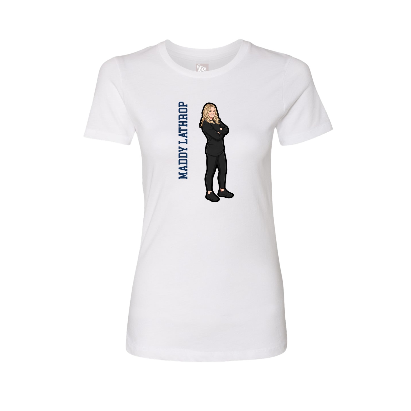 Fitted Women's Tee — Name Vertical in White