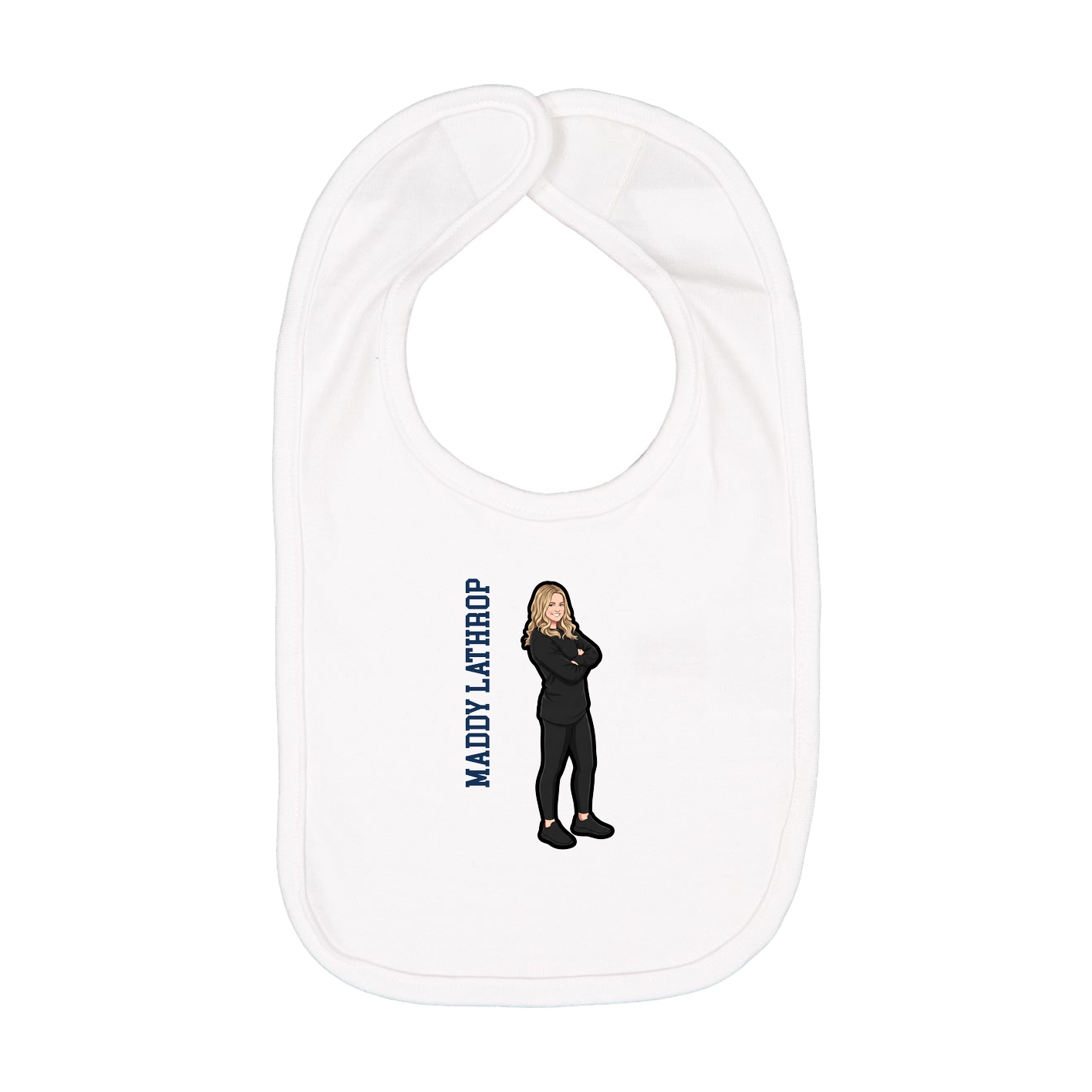 Infant Bib — Name Vertical in White