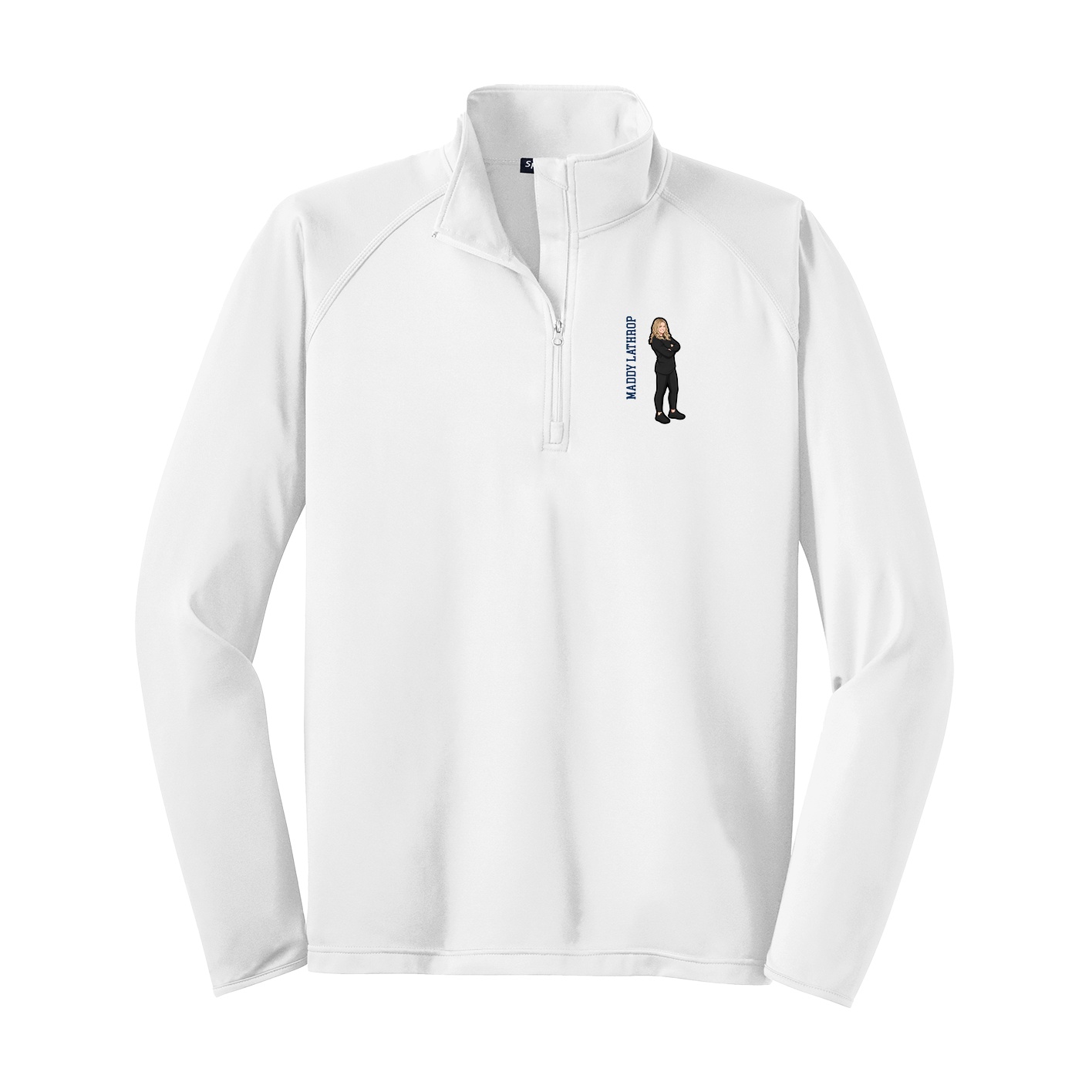 Q-Zip Pullover — Name Vertical in White