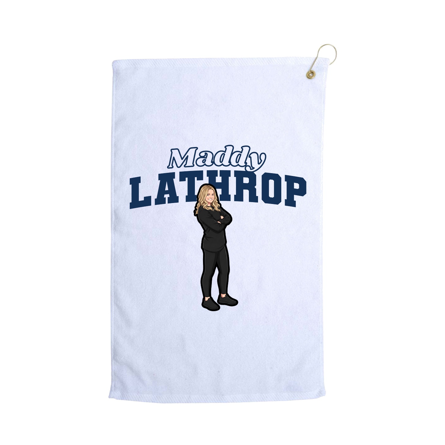 Golf Towel — Name Arch in White