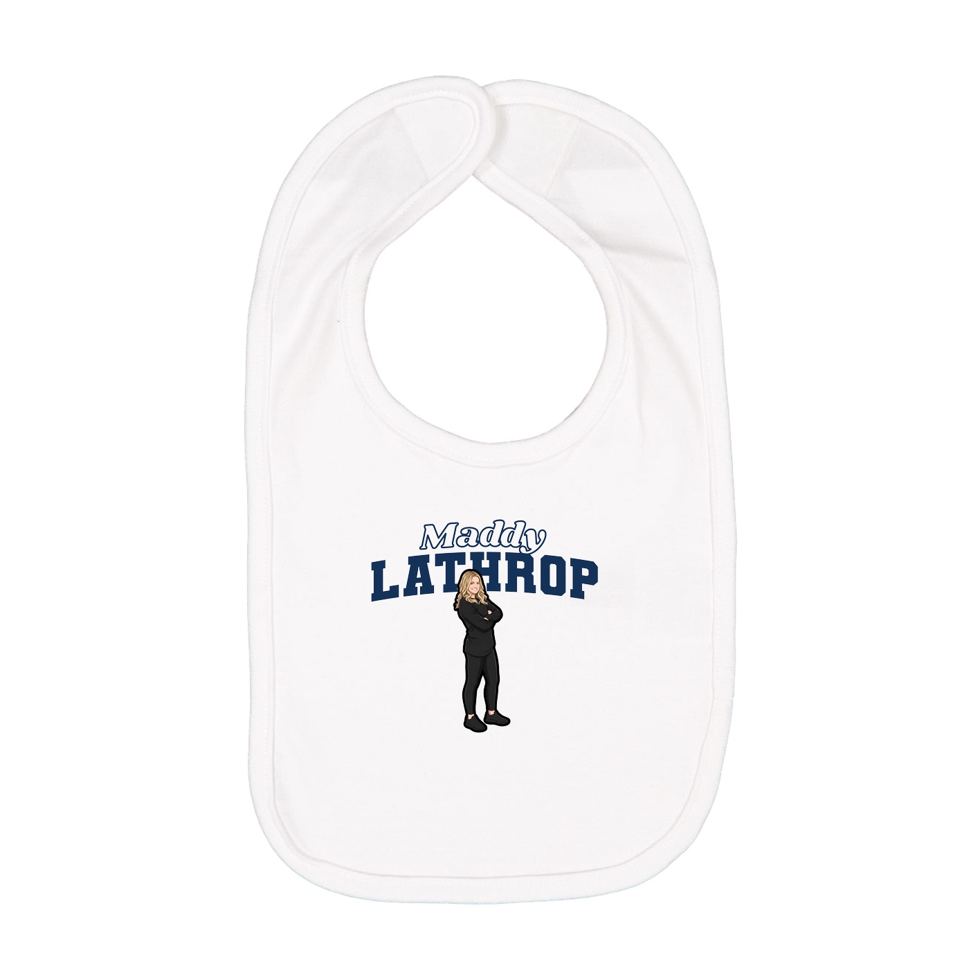 Infant Bib — Name Arch in White
