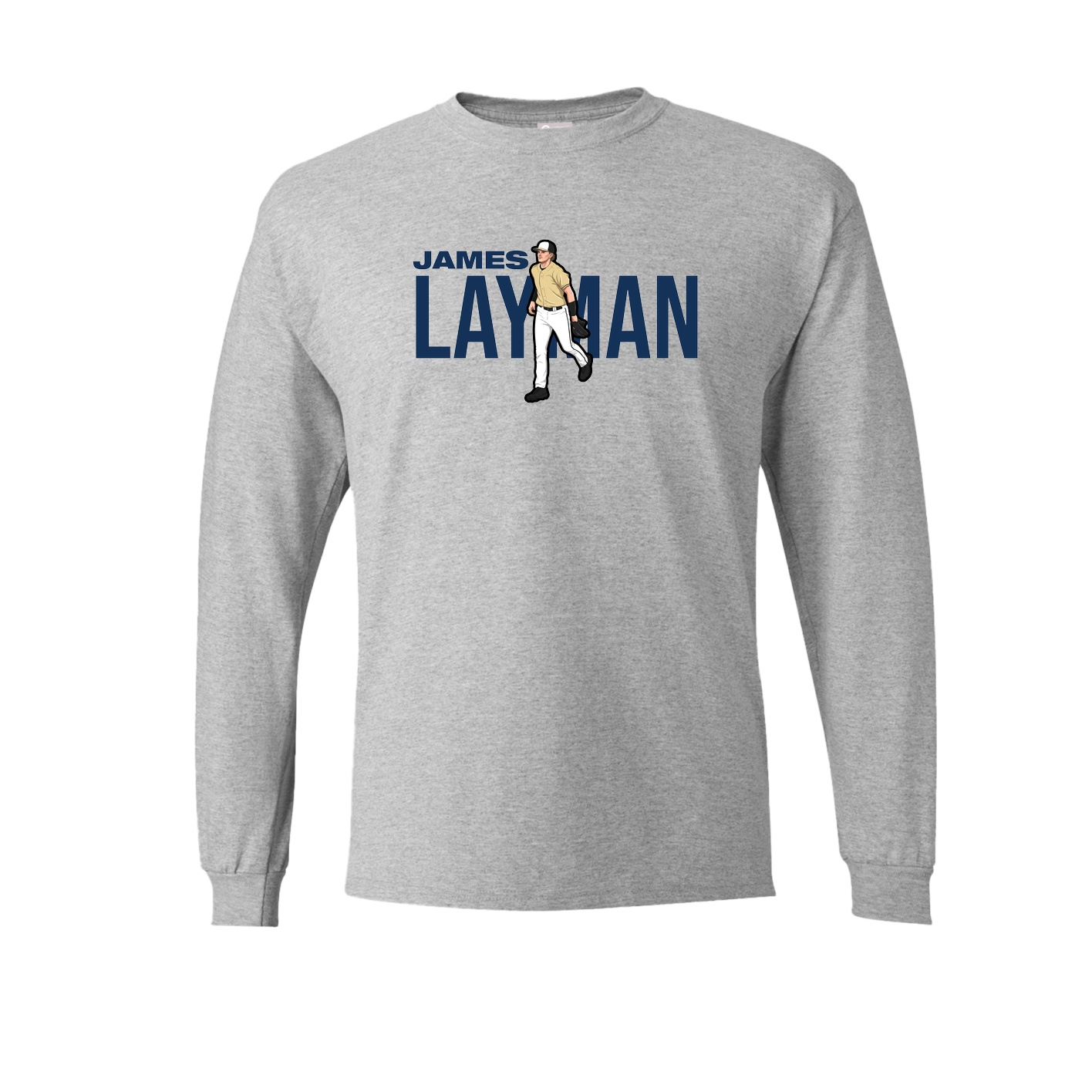 Long Sleeve Tee — Player Name in Grey