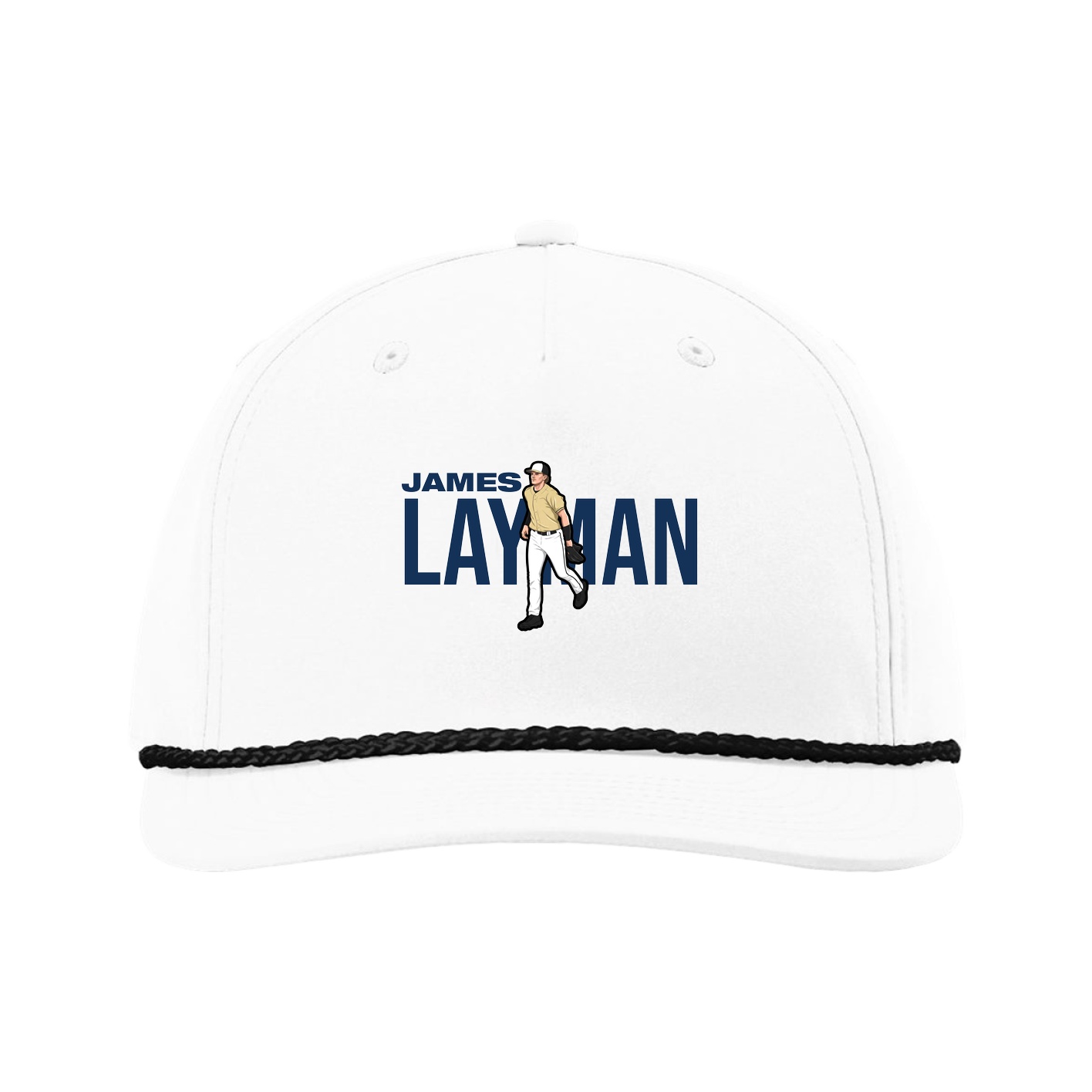 Five-Panel Classic Rope Cap — Player Name in White