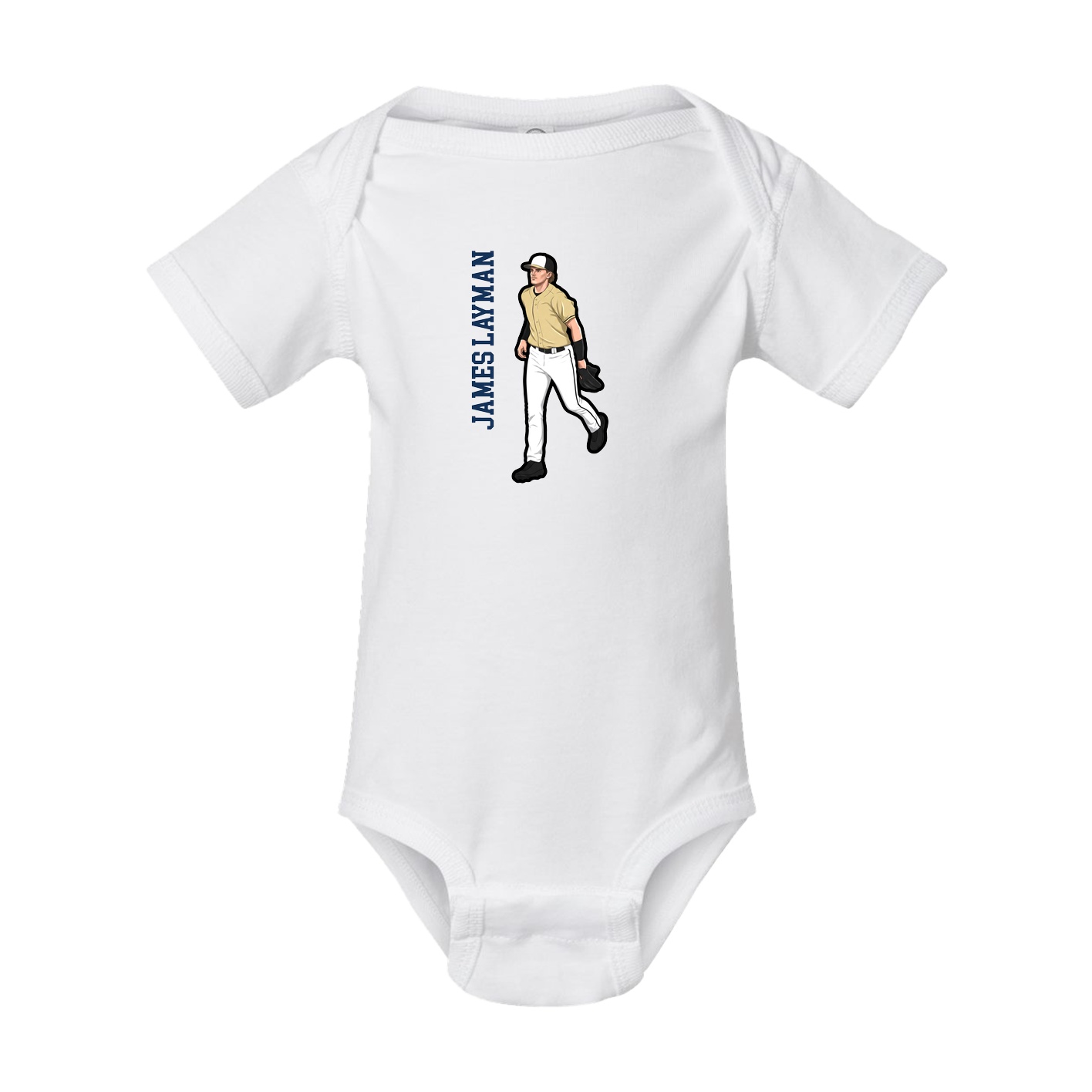 Baby Onesie — Name Vertical in White