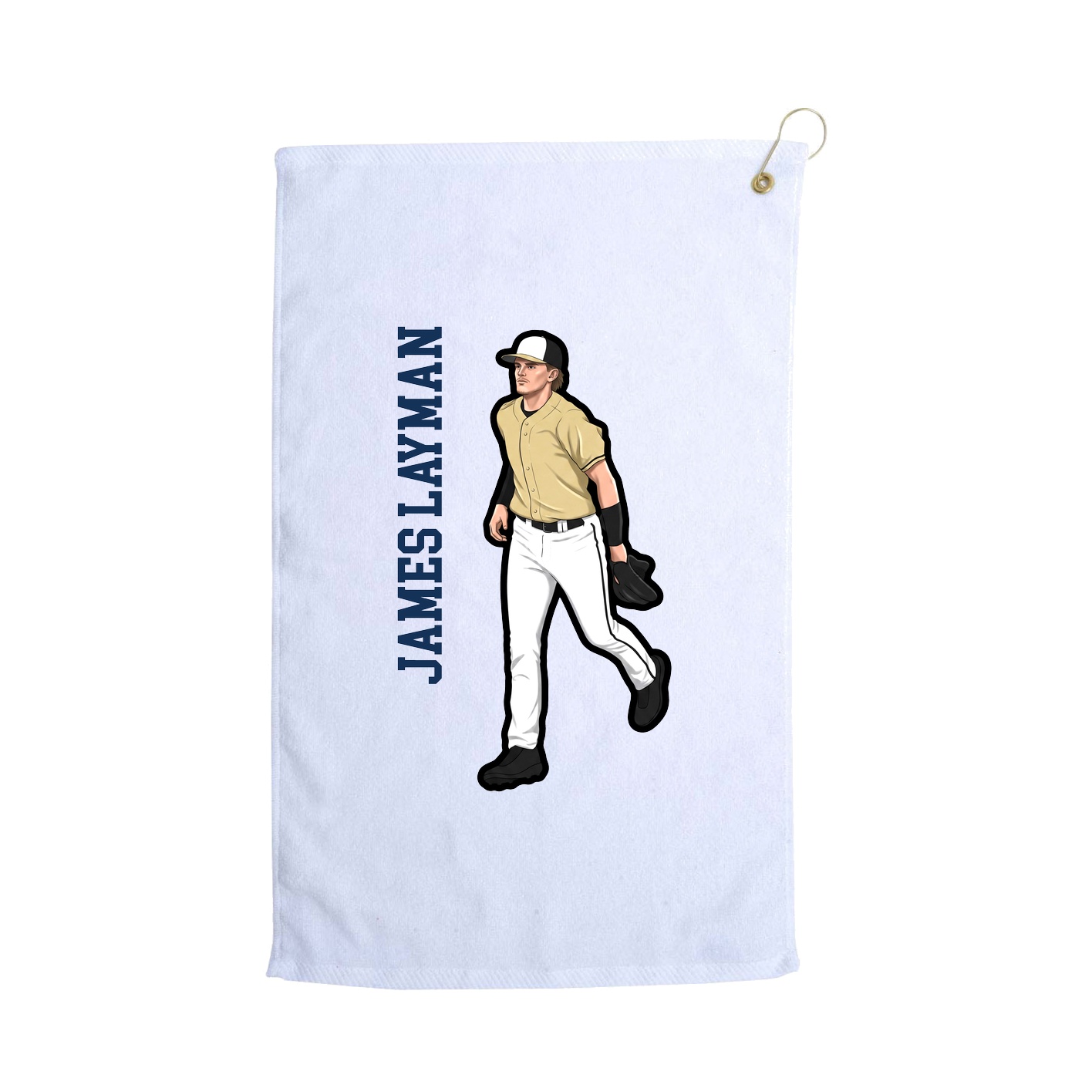 Golf Towel — Name Vertical in White