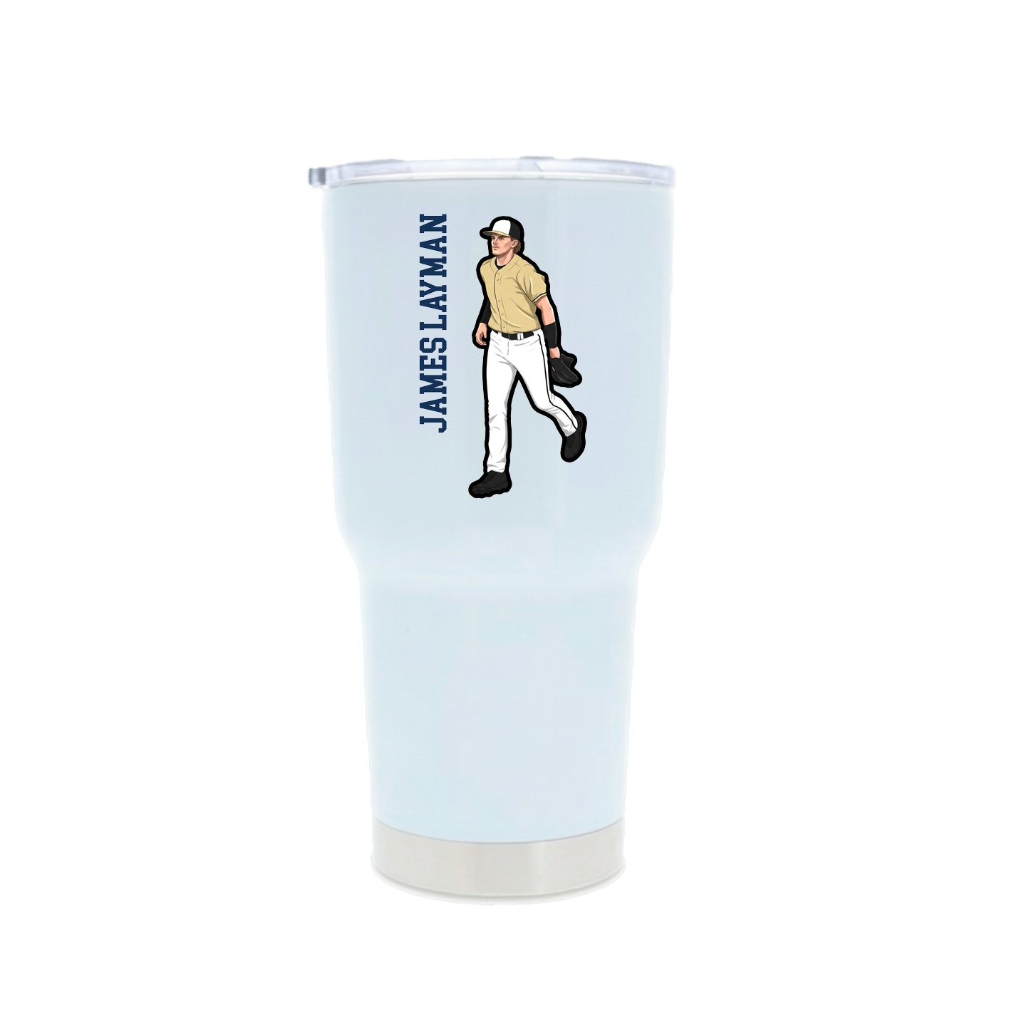 30oz Stainless Steel Tumbler — Name Vertical in White