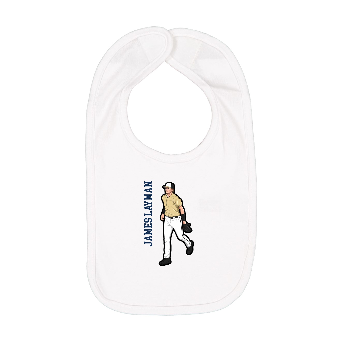Infant Bib — Name Vertical in White