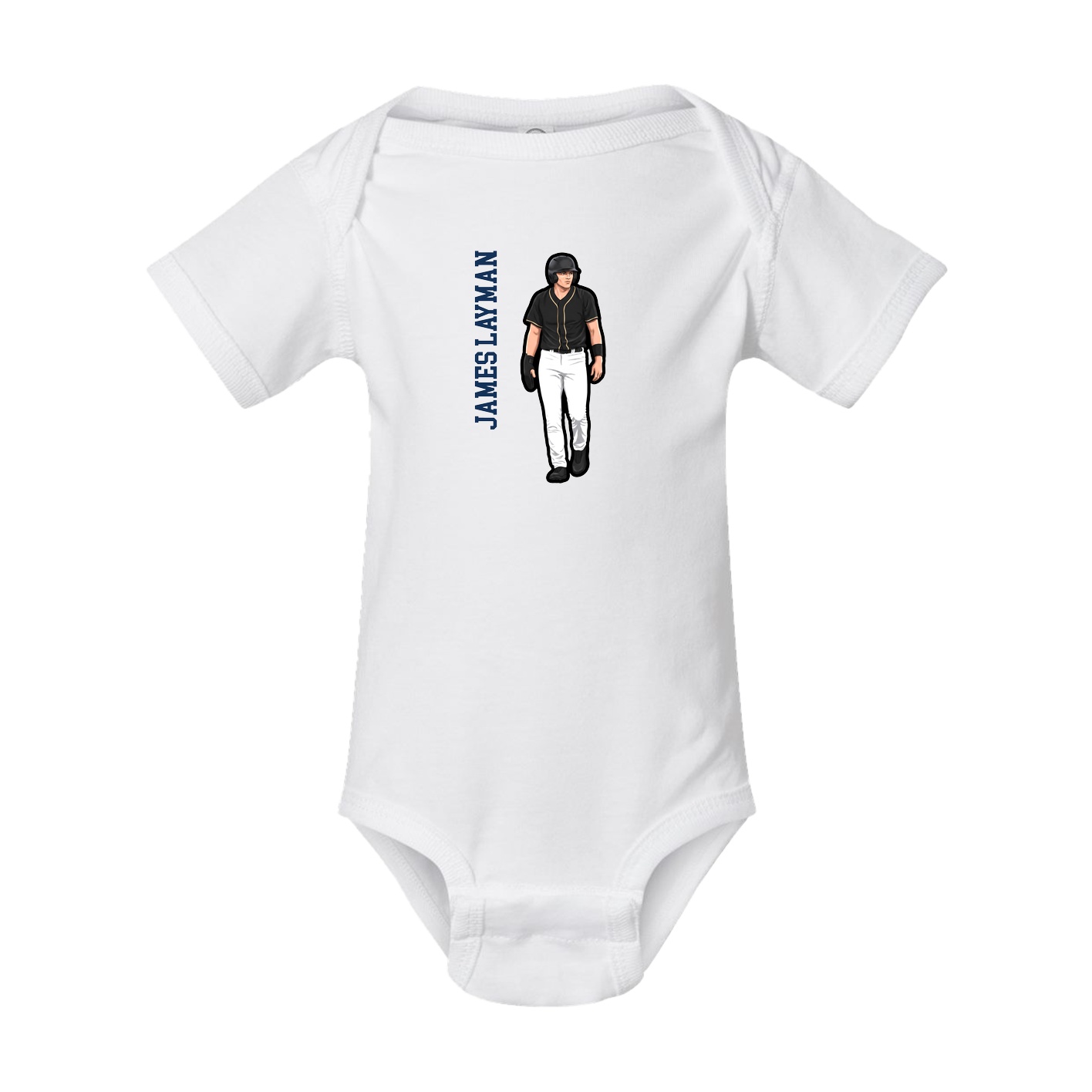 Baby Onesie — Name Vertical in White