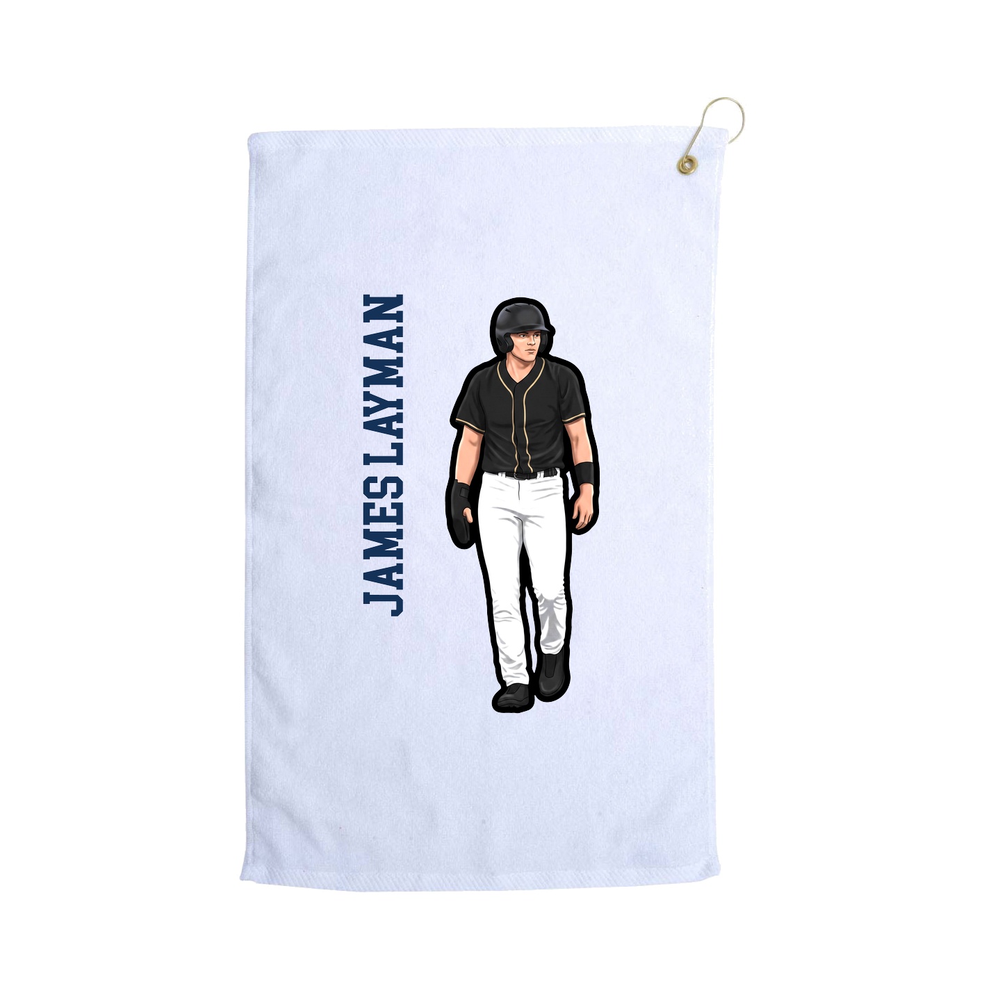 Golf Towel — Name Vertical in White