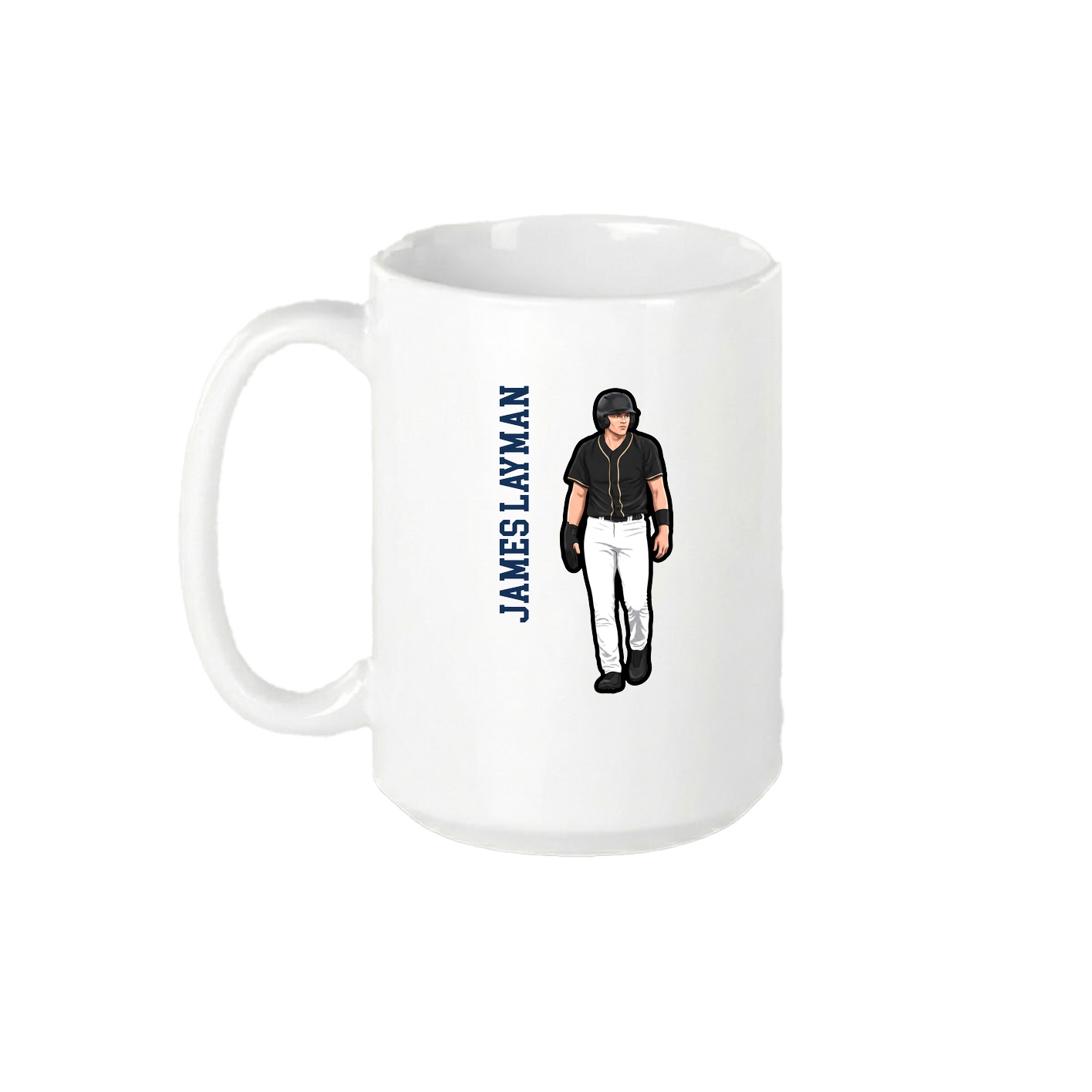 15oz Coffee Mug — Name Vertical in White