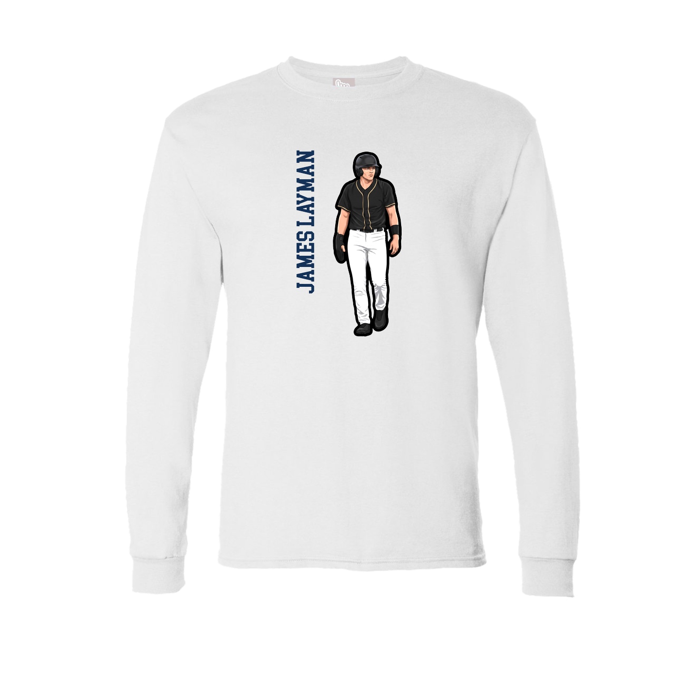 Long Sleeve Tee — Name Vertical in White