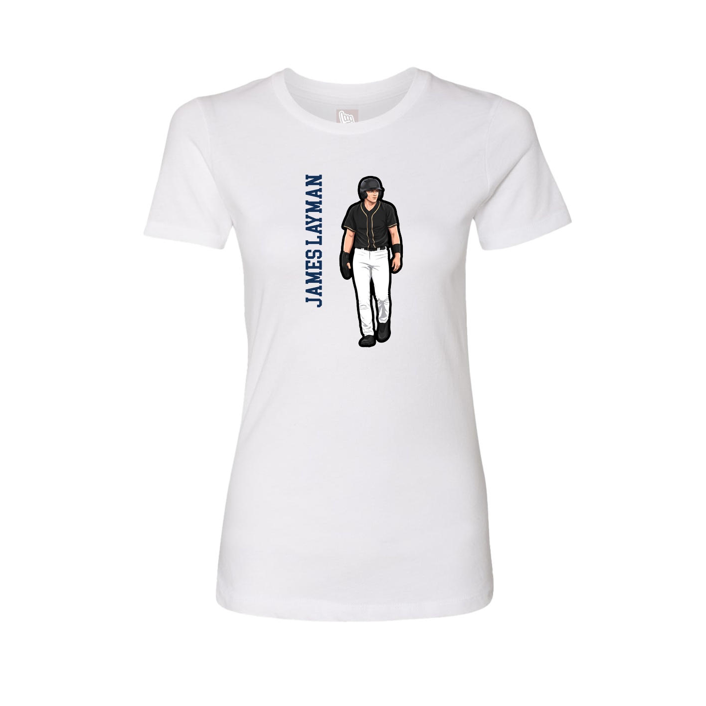 Fitted Women's Tee — Name Vertical in White