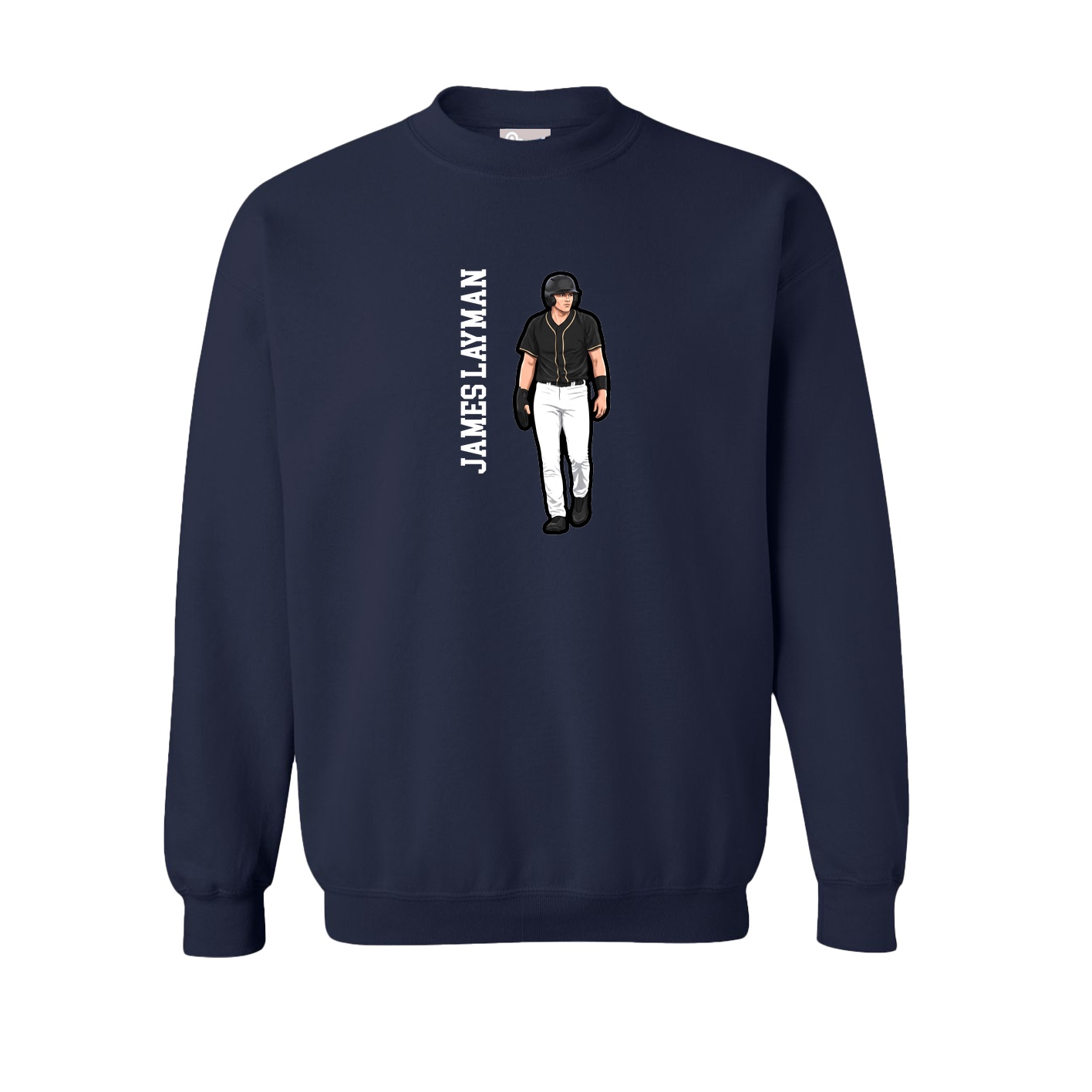 Fleece Crew — Name Vertical in Navy