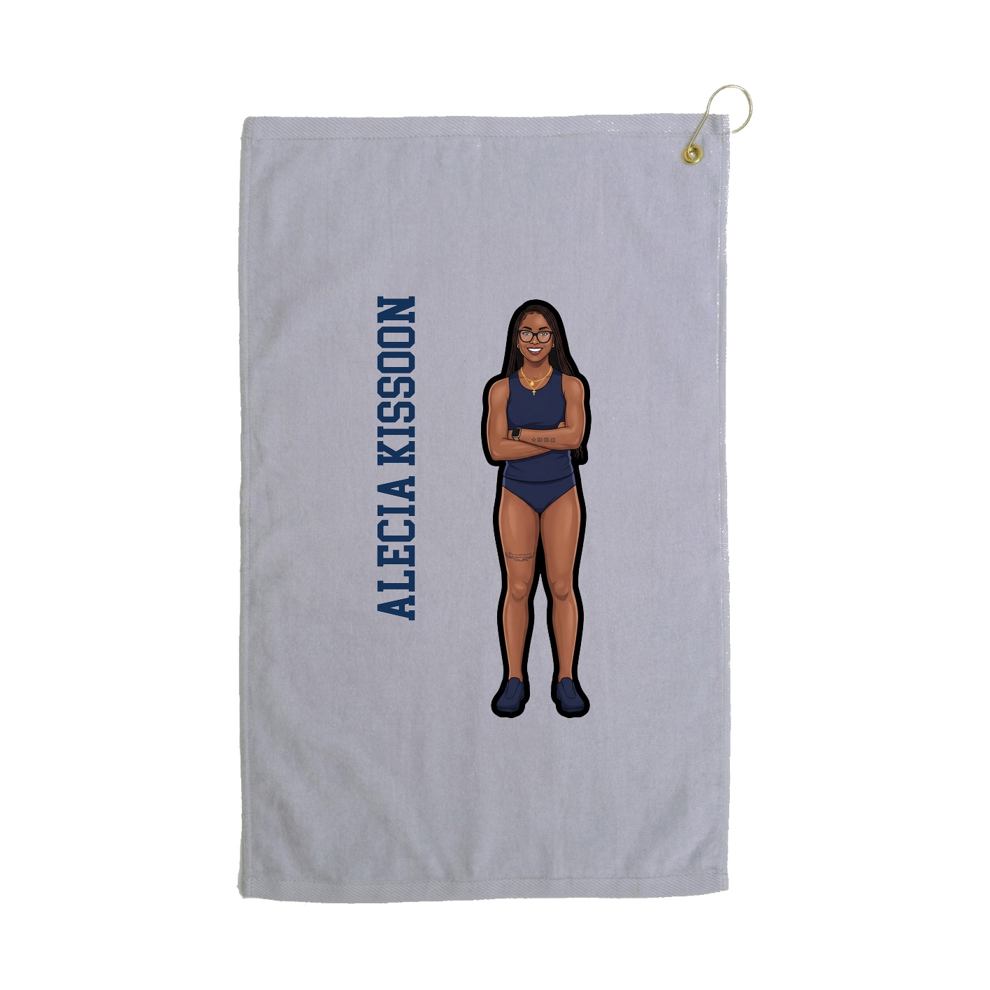 Golf Towel — Name Vertical in Grey