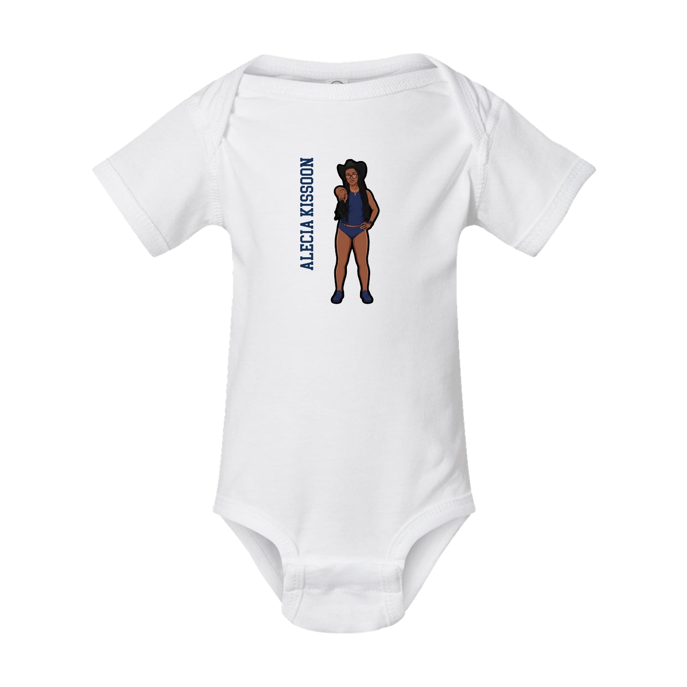 Baby Onesie — Name Vertical in White