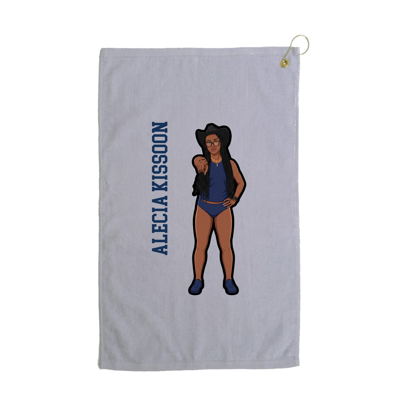 Golf Towel — Name Vertical in Grey
