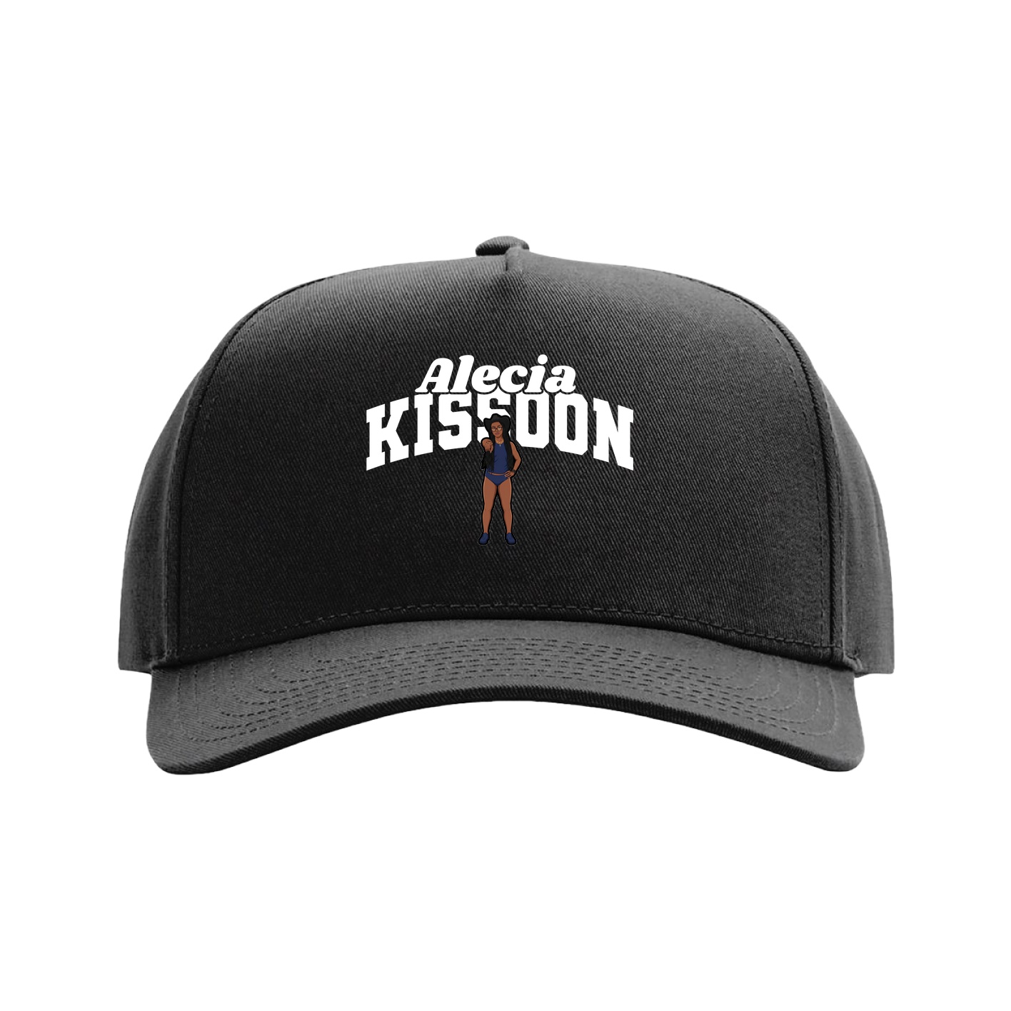 Full Fabric Five-Panel Champ Cap — Signature Arch in Black