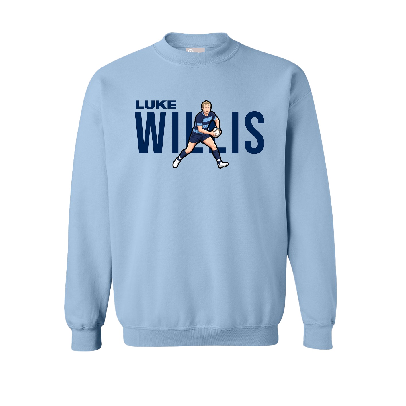 Fleece Crew — Player Name in Light Blue